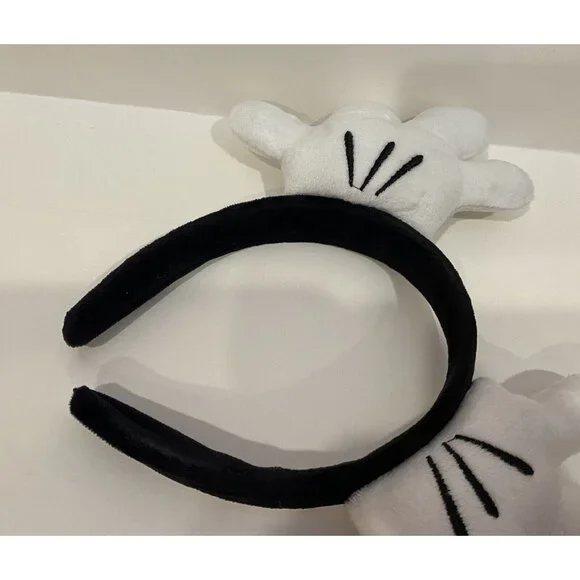 DISNEY MICKEY MOUSE Plush WHITE GLOVES Hands MOUSE EARS Headband Hairband NEW! - Picture 3 of 3